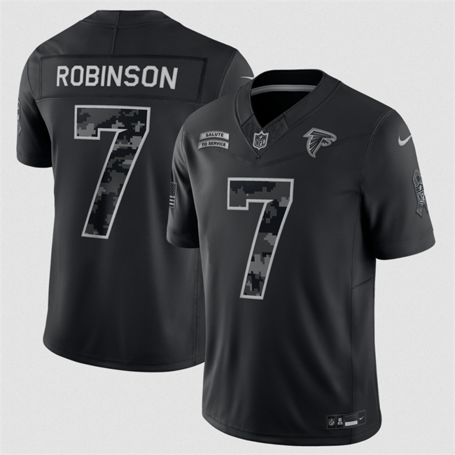 Youth Black Atlanta Falcons #7 Bijan Robinson 2026 Salute to Service Limited Stitched Football Jersey(Run Small)